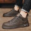 Four Seasons Casual Leather Shoes Solid Color All Black Zhongbang Flat Shoes Non-slip and dirt-resistant labor insurance shoes