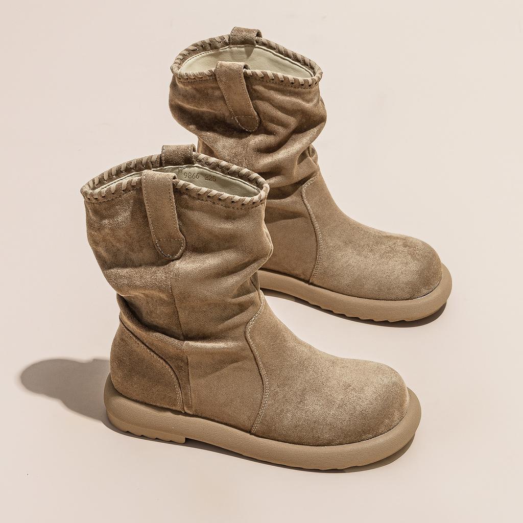 Pile Boots Women's Autumn New Thick-soled Heightening Cashmere Versatile Casual Martin Boots Short Boots