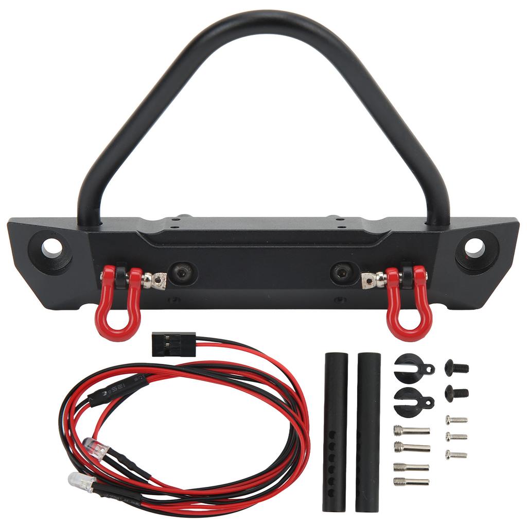 RC Car Front Bumper Aluminium Alloy Front Bumper with Lamp for AXIAL SCX10 90046 90047 1 10 RC Crawler Car Black