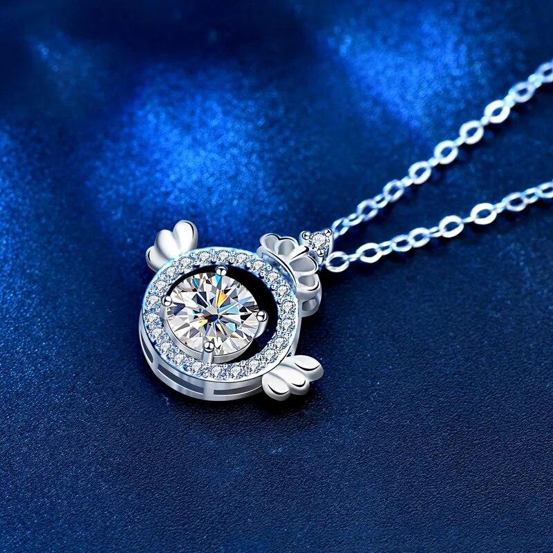 Colier Pandantiv Nou 1 Carat Moissanit Real Fin Bijuterii 100% Argint Sterling S925 Trec Testul Diamantului Cu Certificat