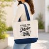 Grand Sac Cabas Fond Bleu J’peux pas j’ai Moto J'peux pas minimaliste | Toile de Coton 170 g/m² 27 L Poche Intérieure Anses 64 cm