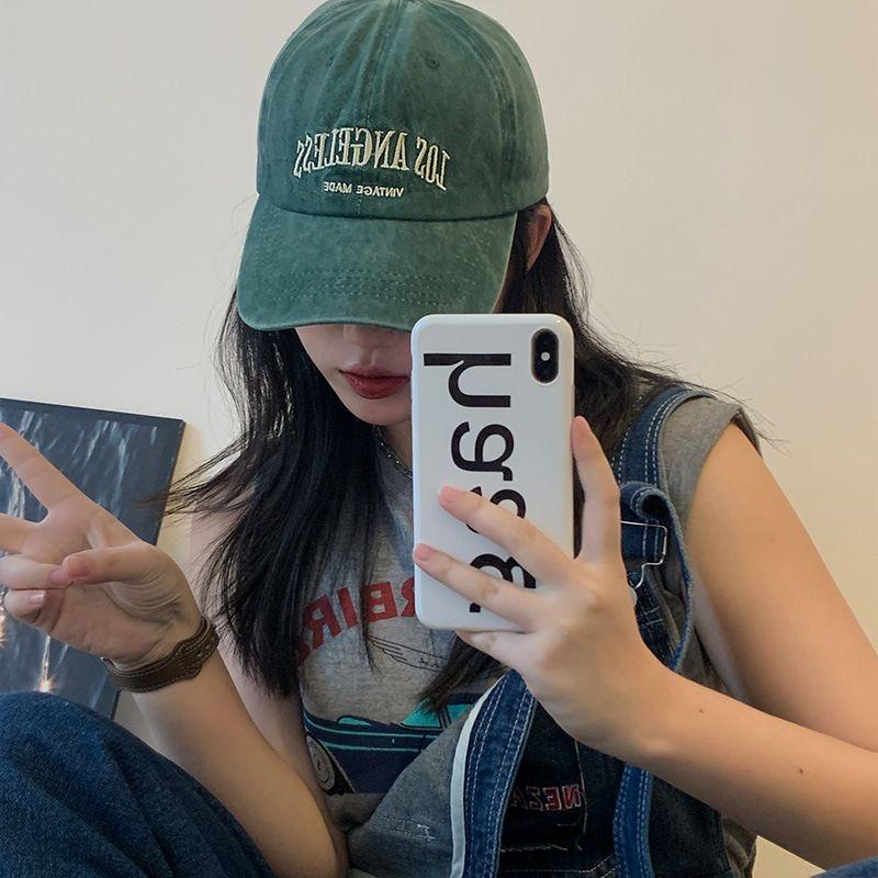 New Trendy Fashionable Cotton Cap For Women Letter Embroidered Stitching Kpop Baseball Cap Female Adjustable Hat Casual Leisure Streetwear Hat