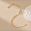 K Gold Plated Round Turquoise Adjustable Fashion Bracelet For Women