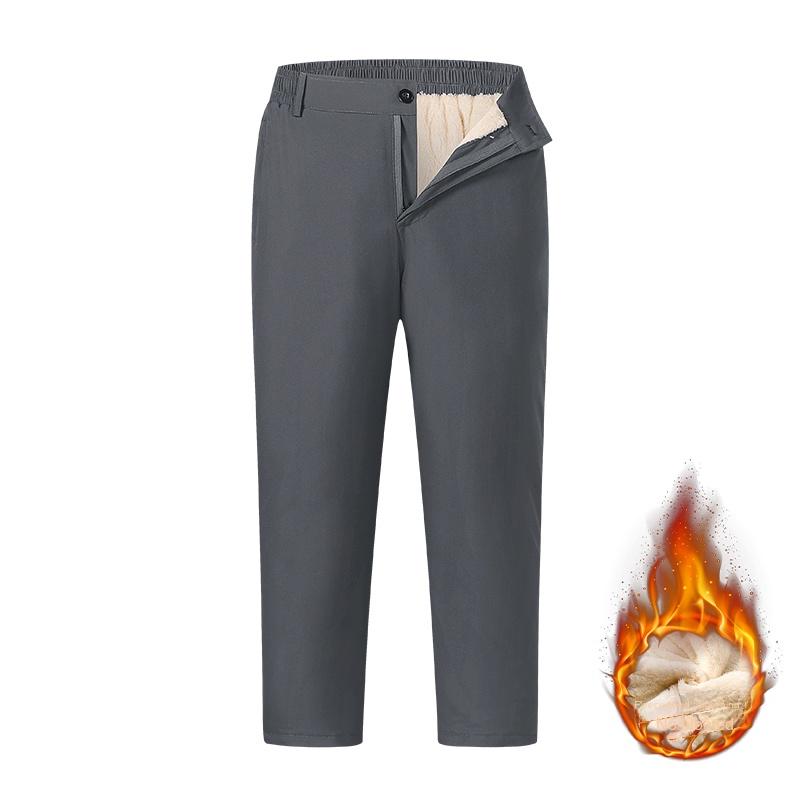 

Winter Cashmere Thermal Pants Men s Business Leisure Thick Waterproof Windproof Graphene Material Knee Warm Fleece Pants 5XL сірий
