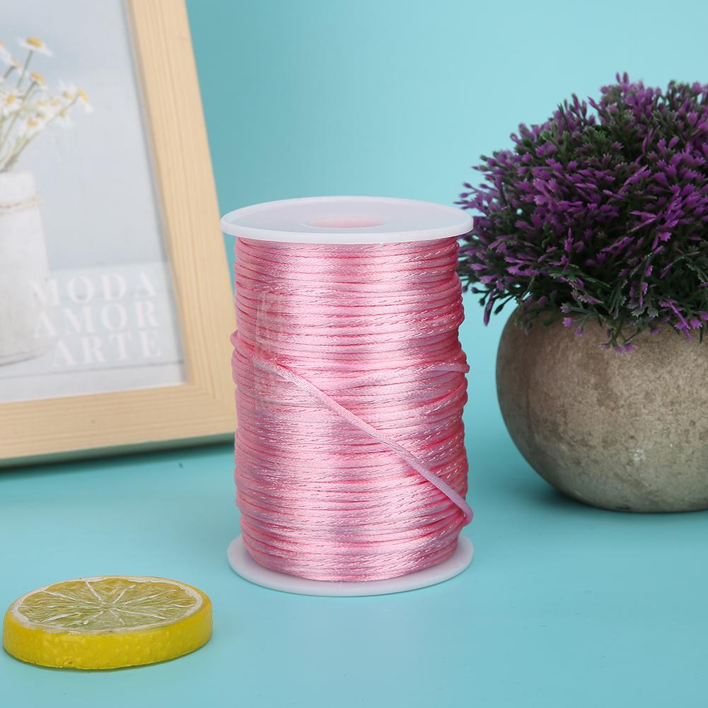 6.5cm Naylon Örgülü Saten Kordon Çin Düğümleme Takı Yapımı DIY Kordonlar El Sanatları Dekorasyonu Pembe