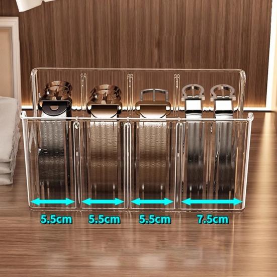 1/2Pcs Belt Storage Boxes Large Capacity 4 Grids Transparent Design Tie Belt Storage Holder Display Case Closet Organizer