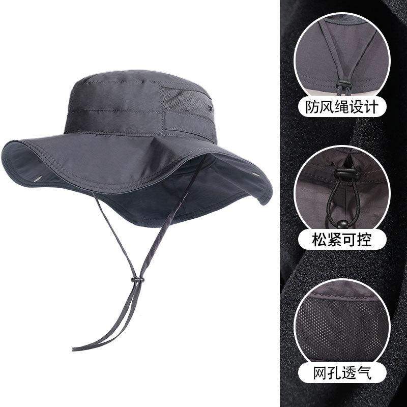 Spring and summer mountaineering cap quick-drying breathable anti-ultraviolet big eaves sunshade bucket hat men's foldable sunscreen cap