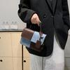 Women PU Leather Shoulder Bag Stylish Crossbody Bag Patchwork Handbag Stylish Top Handle Bag with Detachable & Adjustable Shoulder Strap for Commuting