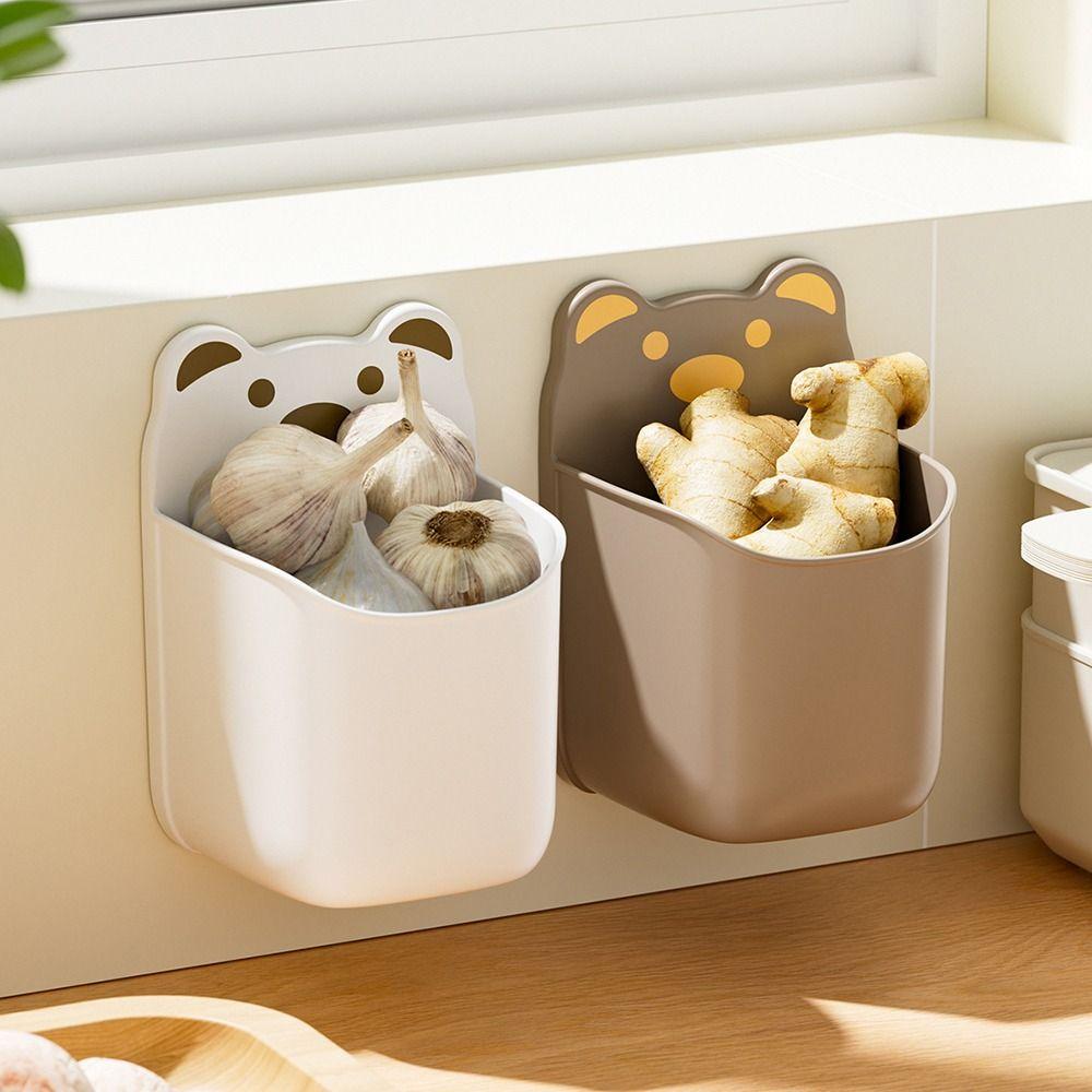 White Brown Wall Mounted Storage Box Self Adhesive Pen Holder Storage Shelf Home Decoration
