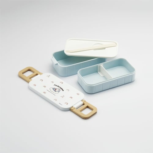 Skater Bento Box, Doraemon Sky Walk, Sanrio Design, 600ml, Antibacterial, Two-Tier, Women's, Made in Japan, YZW3AG-A