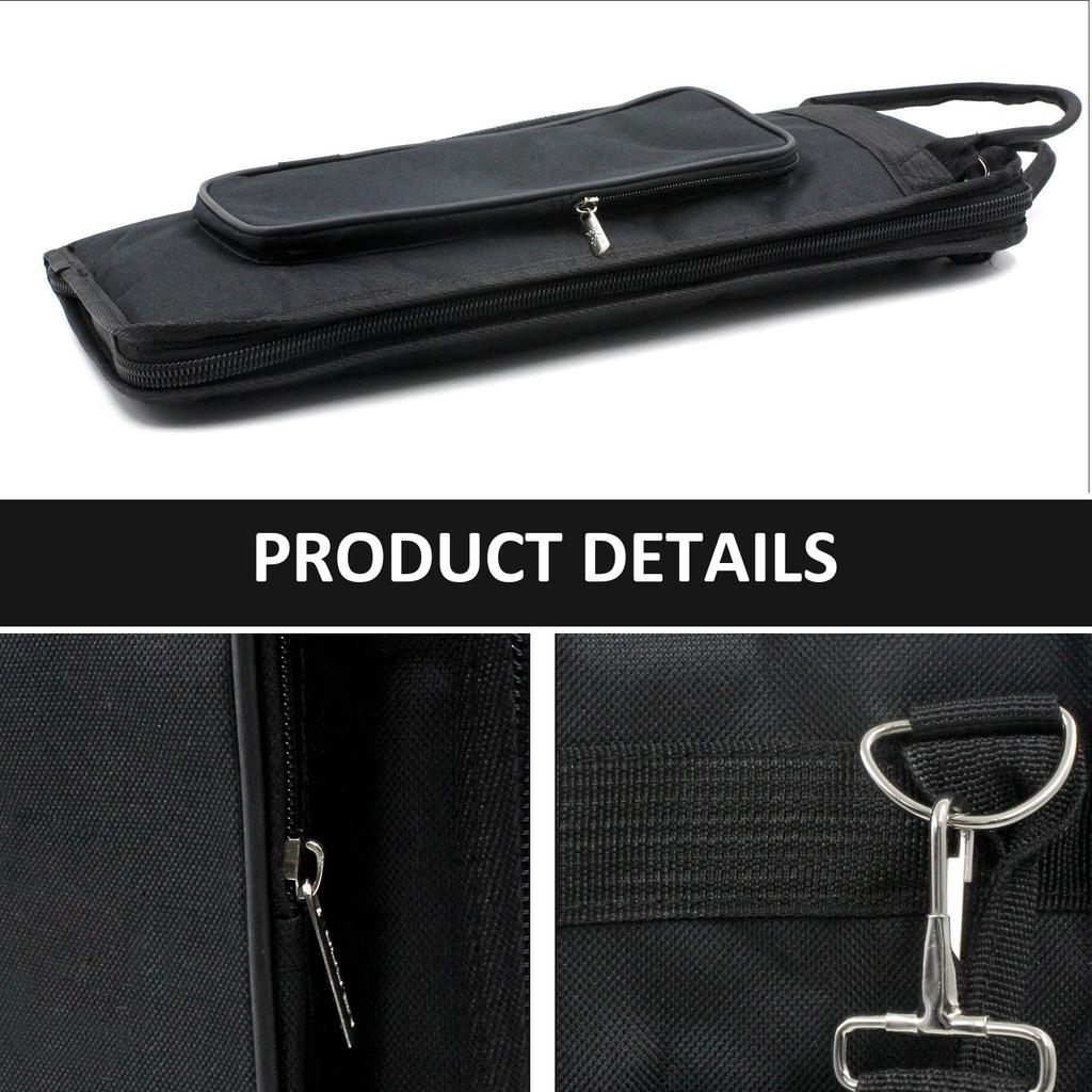 Waterproof Drum Sticks Gig Bag Cloth Handy Strap Gripped Handle Pocket Padded Drum Stick Bag Drumstick Organizer Case