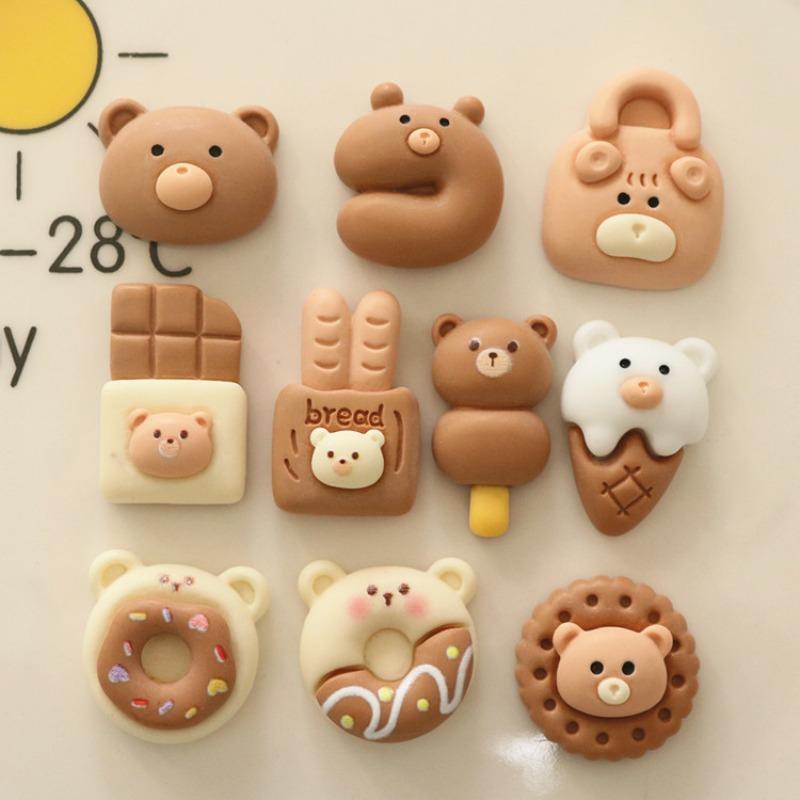 Milk Tea Color Bear Biscuits DIY Resin Handmade Jewelry Accessories Cream Glue Hairpin Brooch
