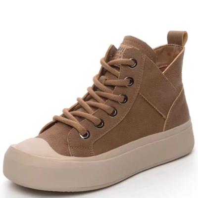 Fashion Plus Size Women Real Leather Sneakers Ankle Boots 2024 Autumn Winter Elegant Trendy Shoes Casual Sneaker Flat Thick Sole