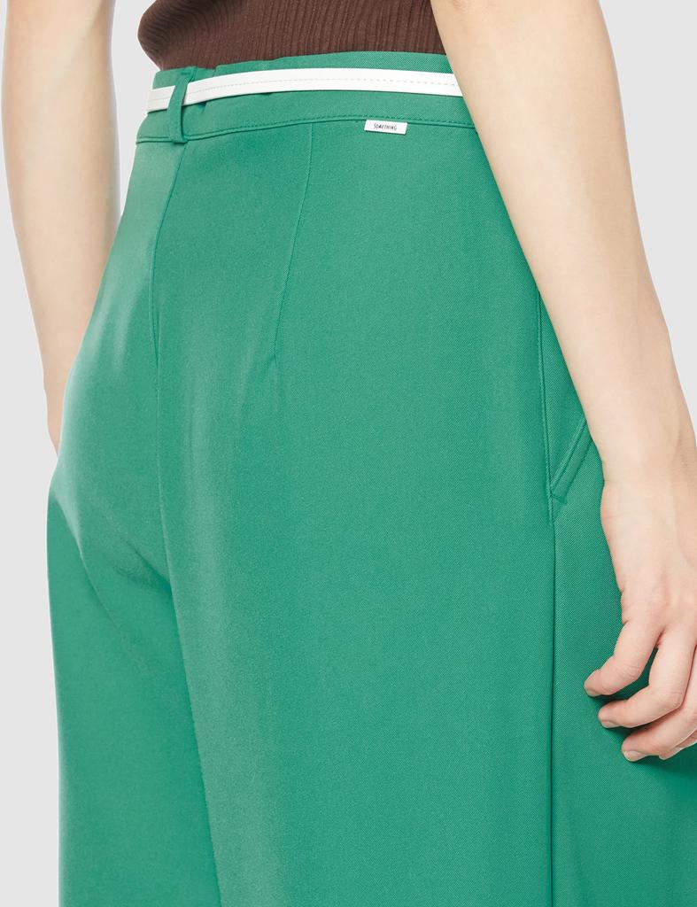 Something Casual Pants with Size XS Women's Wide-Leg Belt, Green,