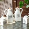 4pcs Ceramic Dispenser Set Including Oil Bottle Vinegar Bottle Salts Pepper Shaker Practical for Home Cooking