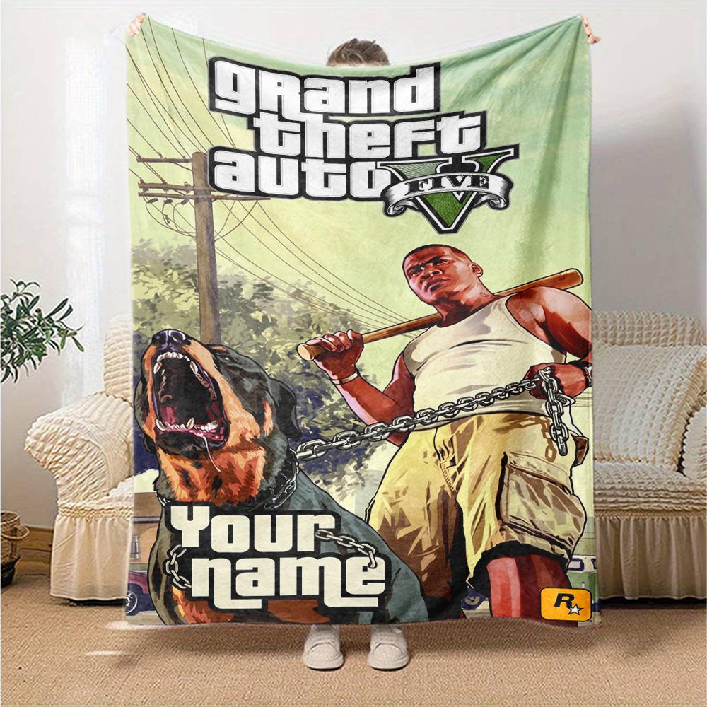 Grand Theft Auto Personalized Name Blanket Cozy Personalized Blanket Comfortable Great for Office Nap Office Chair Couch Four Seasons Multipurpose