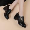CINESSD 2023 New Deep Mouth Leather Shoes Platform Wedges Shoes Woman Autumn Winter Shoes Elegant Black Shoes