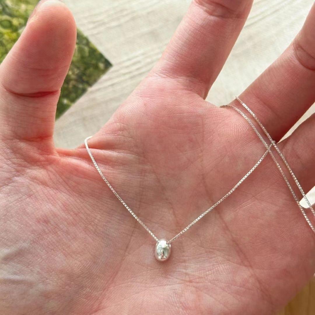 

New 925 Sterling Silver Bead Necklace Simple Personality Charm Geometric Pendant Choker Birthday Gift Women s Fine Jewelry платиновий