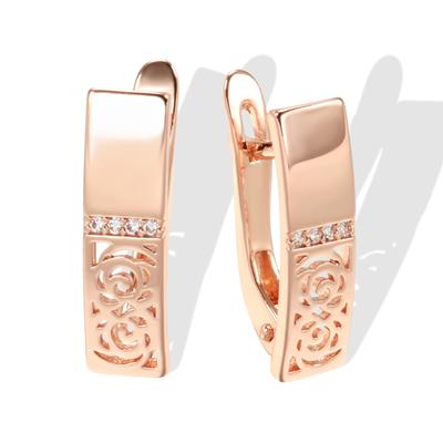 New Trend Hollow Flower Drop Earrings For Women  Rose Gold Glossy Natural Zircon Fashion Jewelry Women Earrings