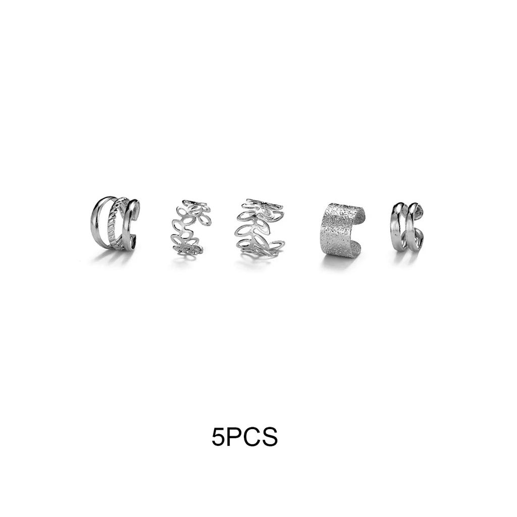 10 Pcs Leaves Clip Earrings for Women Rose Gold Color Creative Simple C Ear Cuff Non-Piercing Ear Clips Set Trend Jewelry Gift