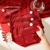 Female Spring and Autumn Year Marriage Red Skin Friendly 10A Antibacterial Extension Crotch Non Trace Stretch Briefs
