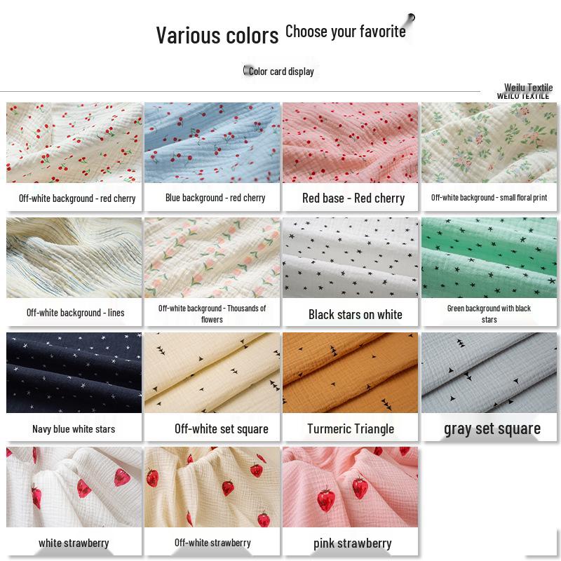 Pure Cotton Double-Layer Printed Crepe Fabric for Children's and Maternity Sleepwear