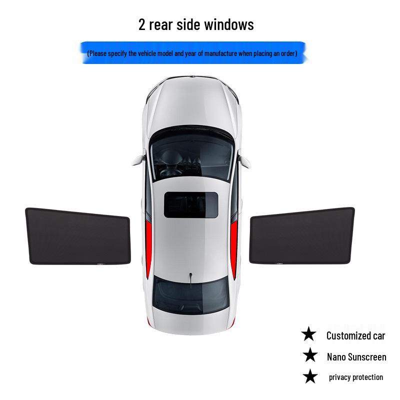 Magnetic Car Window Curtains: Sun Shades & Mosquito Repellent, Heat Insulation, Sun Block, Custom Fit for Specific Models, Free Shipping