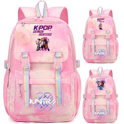 Cartoon K-Pop Dämonenjäger Bedruckter Wasserdichter Rucksack mit großem Fassungsvermögen Teenger Studentin Schüler Junge Schultasche Buchtasche Damen wasserdichte Reisetasche Rucksack