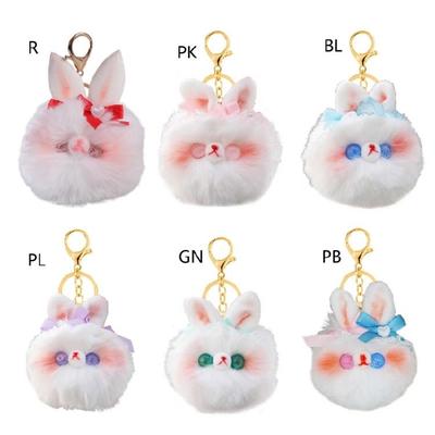 Rabbit Charm Keychains Backpack Decoration Mini Plush Animal Pendant Car Keyring