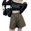 High Waist Plus Size PU Leather A-Line Shorts for Women - Autumn Casual Booty Fit