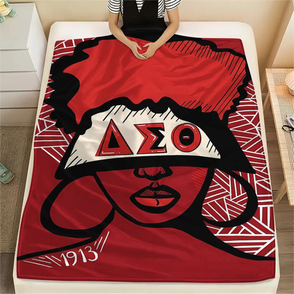 1PC Delta Sigma Theta Print Flannel Blanket, High quality All Seasons, Home Decor, Warmth and Comfort, Perfect for Christmas Gifts