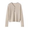 Women's Pure Cashmere Round Neck Loose Fit Sweater with Rolled Edge