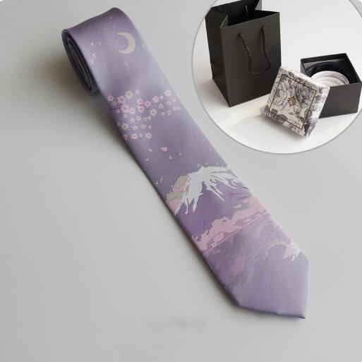 

Japanese Style Elegant Fashion Purple Green Tie Men Women Painting Flower Vintage Necktie Boxed Gifts For Boyfriend Girlfriend світло-фіолетового кольору
