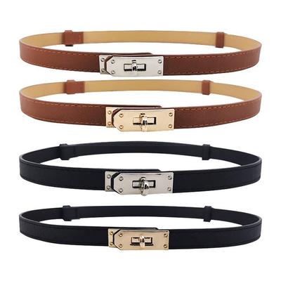 Women's Adjustable Thin Buckle Belt - Versatile Korean Style Leather Waist-Cinching Dress Coat Belt