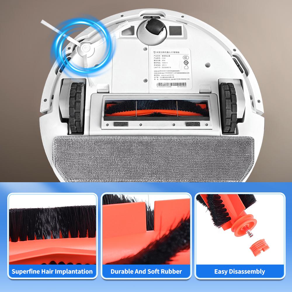 Main Brush Replacement For Xiaomi S20 D106 E10 B112 E10C E12 C103 3C Enhanced Edition 3C Plus Robotic Vacuum Cleaner Accessories