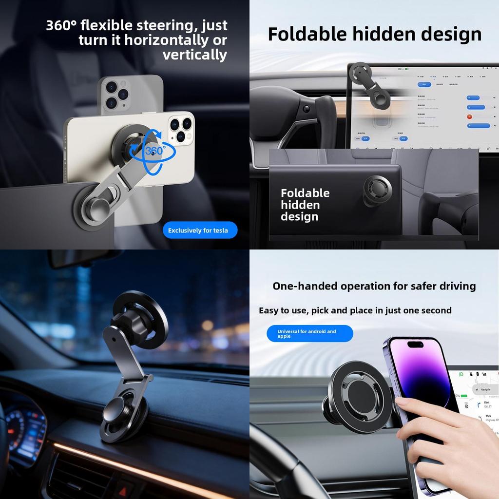 Magnetic Phone Holder Mount For Dashboard With Magnetic Absorption And Foldable Design