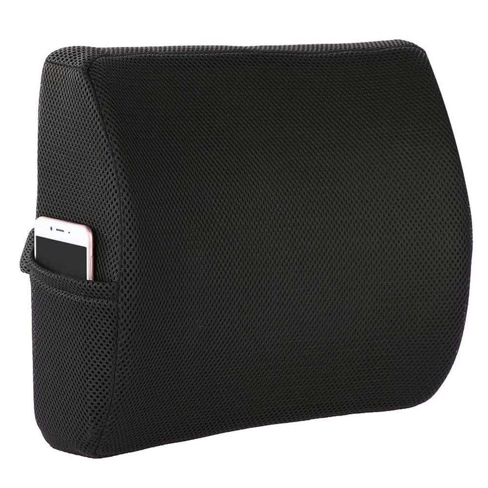 Black Back Pillow Rebound Memory Foam Pillow Car Chair Back Seat Rest Cushion