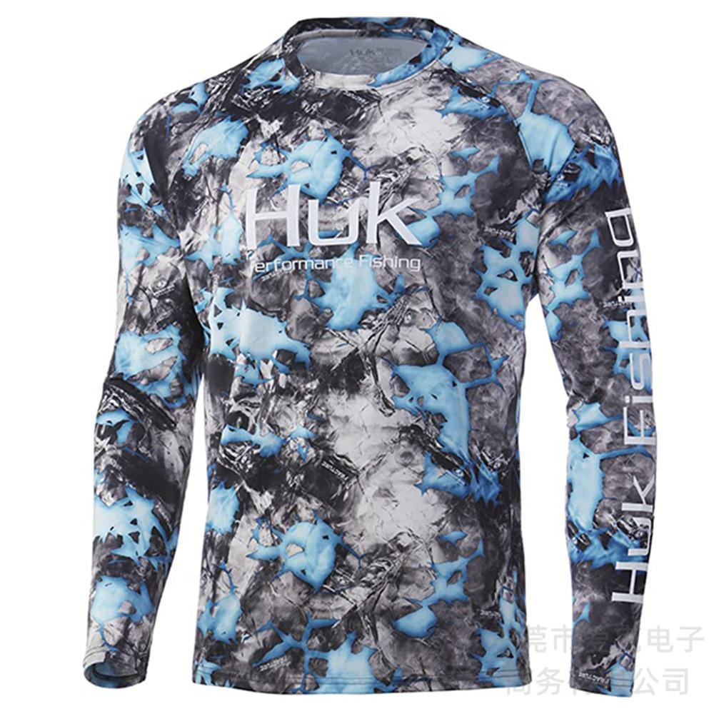 HUK combinaison de pêche été hommes protection solaire sports de plein air chemise de pêche séchage rapide manches longues T-shirt léger respirant haut