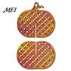 Boho Style Seasonal Decorations Thanksgiving Wooden Pumpkin Decor, Vintage Striped Hollow Carved Ornament Waterproof Decor for Home Party, Rustic Fall