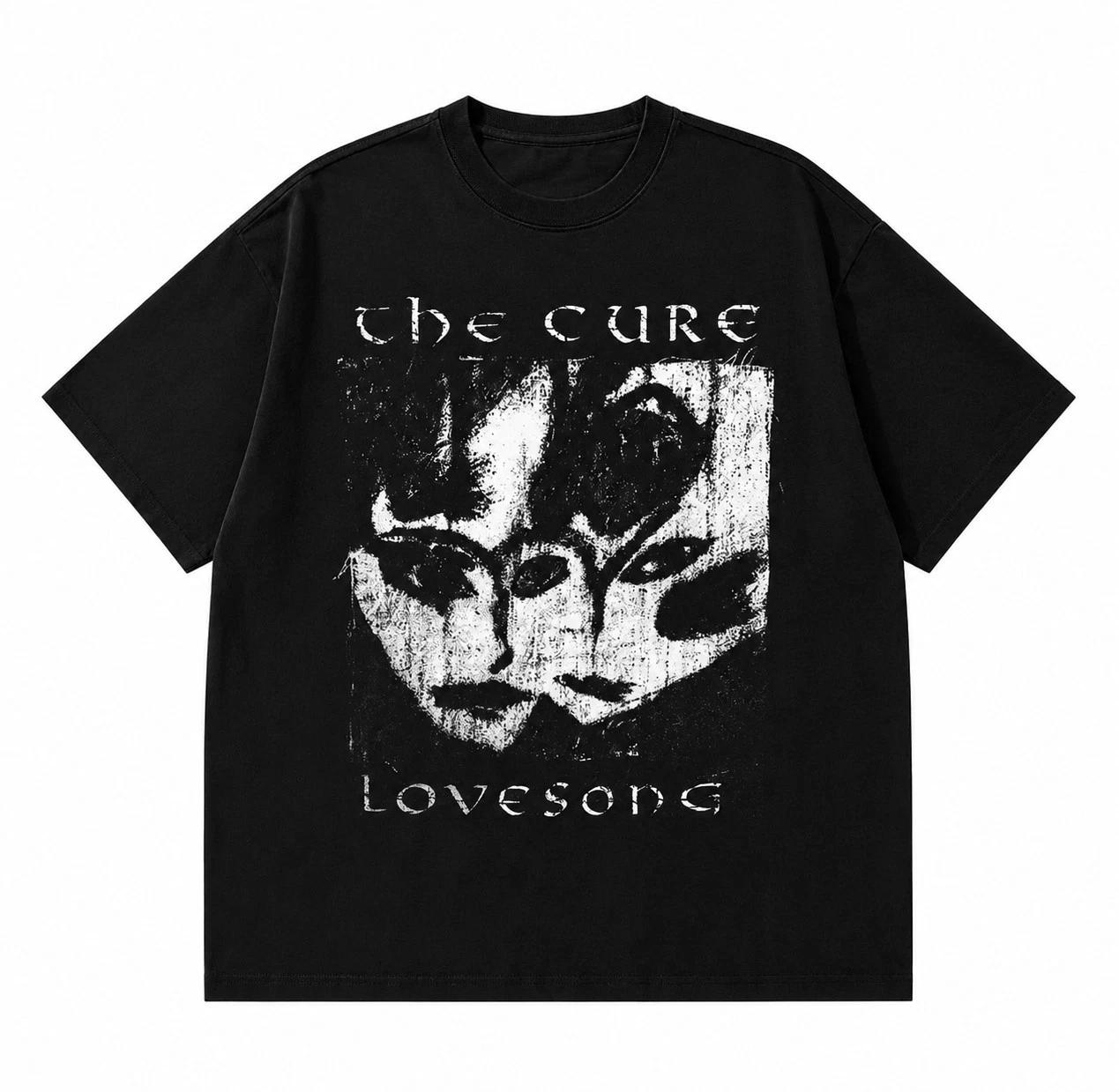 The Cure Lovesong T-T-Shirt 80s Gothic Rock Band Graphic Tee Mens Black Cotton UK 2XL