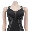 European & American Fashion Rhinestone Strappy Midi Dress - Women's Hot-fix Style New Arrival