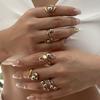 Stainless Steel Metal Geometric Hollow Rings For Women Double Tone Line Opening Finger Ring Party Versatile Hand Jewelry