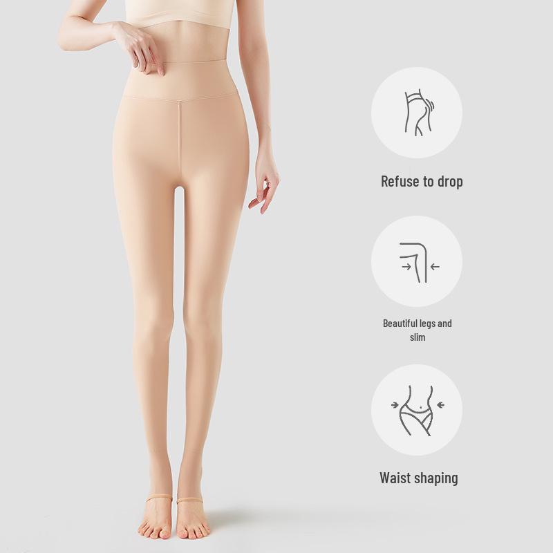 Damen Wasserglanz Fleecegefütterte Strumpfhose - Bare-Leg-Effekt, Übergröße, Frühling/Herbst-Bekleidung