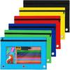Pencil Pouch for 3 Ring Binder, Bulk 6 Pack 3 Hole Zipper Pencil Pouches with Clear Window, Pencils Bags In Assorted Colors, Sturdy and Durable Cloth