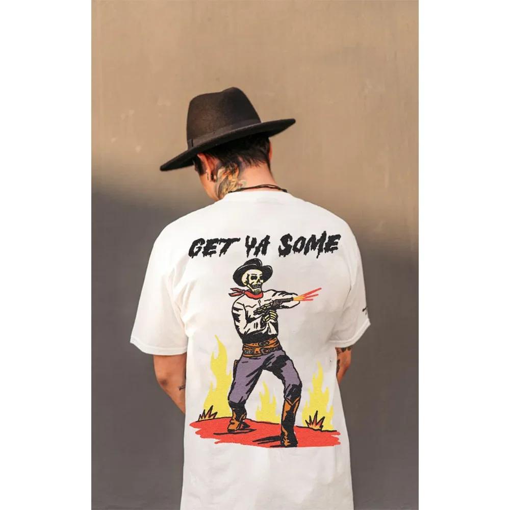 Men Cotton T-Shirt Short Sleeve Denim Graphic Apparel Harajuku Streetwear ONeck Tshirts Oversized Summer Men Tee Cowboy Clothing