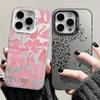 Phone Case for iPhone 15 13 14 Pro Max 11 12 Pro Mini X XR XS 7 8 Plus SE2 Fashion Pink Leopard Electroplate Hard Matte Cover