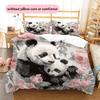 Panda and Rose Pattern Bedding Home Decoration Birthday Gift (1 * duvet cover + 2 * pillowcase, without core)