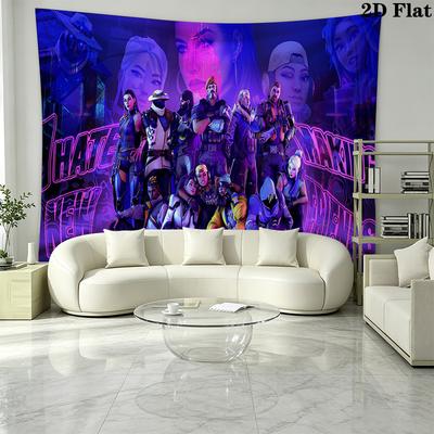 Valorant Game Wall Tapestry Aesthetic Wall Hanging Printed Fabric Blanket Decorative Tapestries for Bedroom Living Room Home Decor