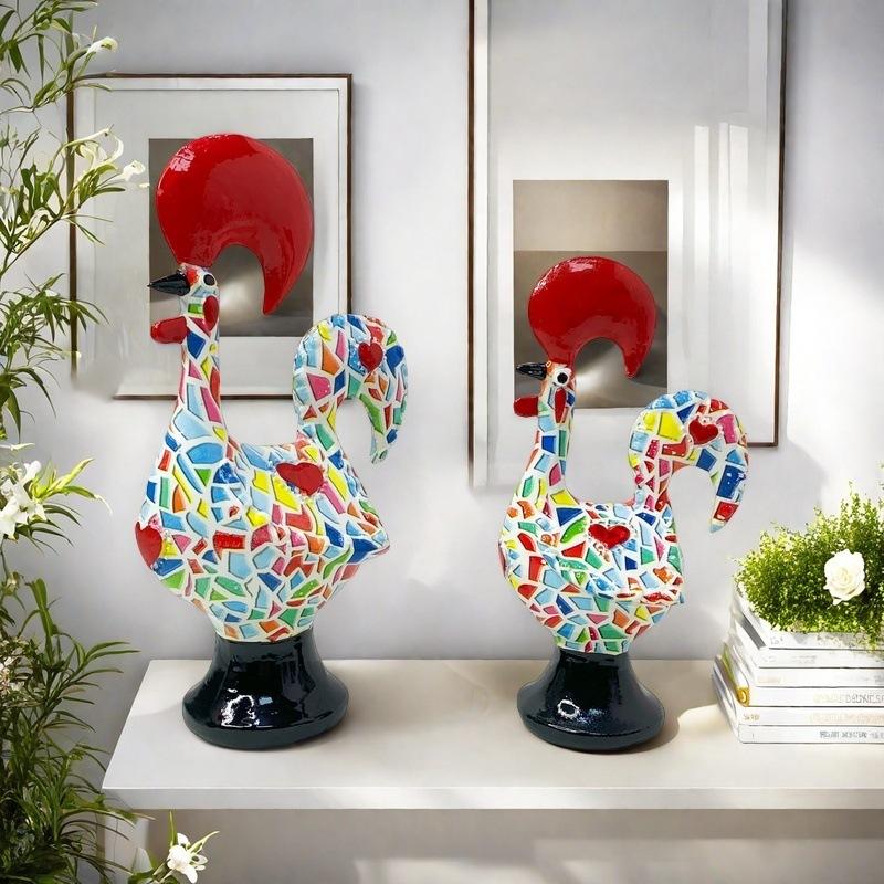 Modern Good Minimalist Rooster Pair Decorations Living Room Home Decoration Study Tabletop Decoration Resin Handicraft Gifts