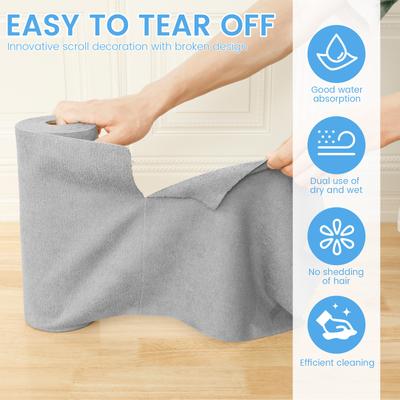 50pcs/Rolls Reusable Cleaning Wipe Cloth Kitchen Household Microfiber Absorbent Towel Rolls Dish Rags Replacement